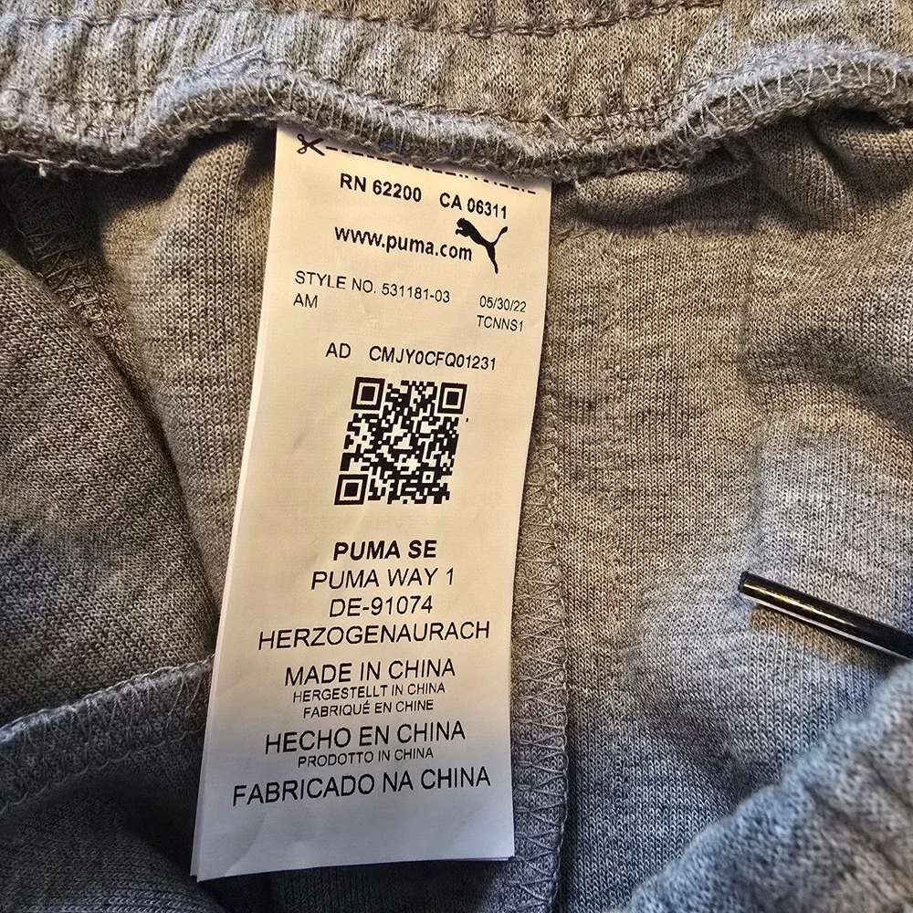 Puma BMW Motorsport Mens Gray Fleece Jogger Sweatpants‎ 531181-03 Size Small